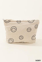 Corduroy smile cosmetic clutch bags