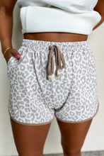 Leopard Elastic Waist Lace up Contrast Trim Casual Shorts