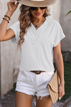 Texture V Neck Short Sleeves Top