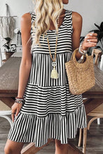 Stripe U Neck Sleeveless Loose Fit Mini Dress
