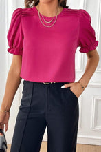 Pin-Tuck Puff Sleeves Top