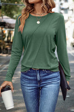 Asymmetric Seam Detail Solid Color Long Sleeve Top