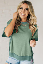 Half Sleeve Raw Seam High Low Side Split
