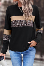 Colorblock Patchwork Crew Neck Long Sleeve Tee