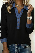 Button Polo Collar Long Sleeve Top