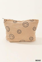 Corduroy smile cosmetic clutch bags