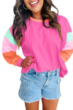 Colorblock Patchwork Long Sleeve Loose Top