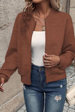 Solid Color Zipper Baseball Jacket