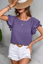 Textured Dual Ruffles Sleeves Blouse