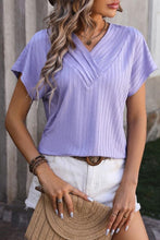 Texture V Neck Short Sleeves Top
