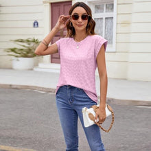 Plain Textured Short Sleeves Top