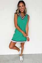 Contrast Trim V Neck Shift Sleeveless Dress