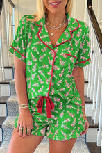 Christmas Candy Cane Print Pocketed Knotted Pajama