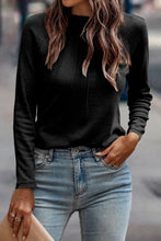 Solid Color Seam Detail Raglan Long Sleeve Top