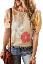Flower Print Bubble Sleeve Tee