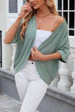 Solid Color Eyelet Pattern Open Kimono