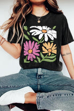 Black Retro Print Crew Neck Casual T Shirt