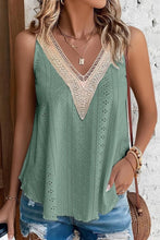 Lace Crochet Splicing V Neck Loose Fit Tank Top