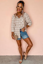Checkered Print Loose Fit Buttoned Hooded Shacket