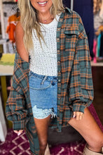 Plaid Long Sleeeve Side Split Distressed Hem Shirt