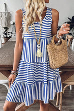 Stripe U Neck Sleeveless Loose Fit Mini Dress