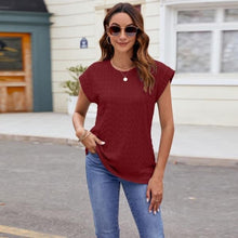 Plain Textured Short Sleeves Top