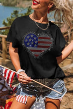 Black Rhinestone American Flag Tee