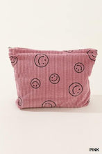 Corduroy smile cosmetic clutch bags