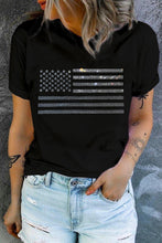 Black Rhinestone American Flag Tee
