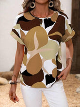 Trendy Multi-Color Printed U-Neck Short Sleeve Top