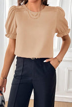Pin-Tuck Puff Sleeves Top