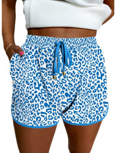 Leopard Elastic Waist Lace up Contrast Trim Casual Shorts