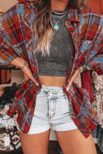 Plaid print loose fit vintage shirt