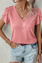 Fashion Petal Sleeve V Neck Top