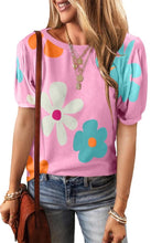 Flower Print Bubble Sleeve Tee