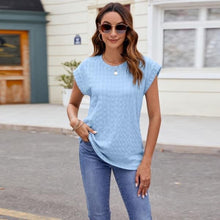 Plain Textured Short Sleeves Top