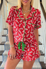 Christmas Candy Cane Print Pocketed Knotted Pajama