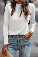 Solid Color Seam Detail Raglan Long Sleeve Top