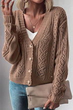 Open Knit Drop Shoulder Sweater Cardigan