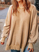 Drop Shoulder Ribbed Trim Oversized Sweatshirt