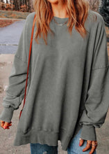 Drop Shoulder Ribbed Trim Oversized Sweatshirt