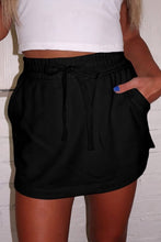French Terry Drawstring Elastic Waistband Skorts with Pockets