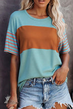 Color Block Striped Detail Loose T Shirt
