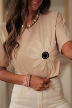 Contrast Crochet Floral Graphic Drop Shoulder Loose Top
