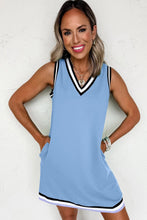 Contrast Trim V Neck Shift Sleeveless Dress