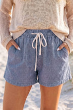 Stripe Drawstring Elastic Waist Casual Denim Shorts