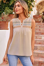Shirred Contrast Stitch V Neck Sleeveless Shift Top