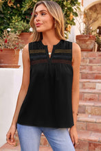 Shirred Contrast Stitch V Neck Sleeveless Shift Top