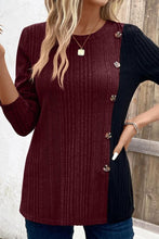 Colorblock Button Knitting Top