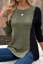 Colorblock Button Knitting Top